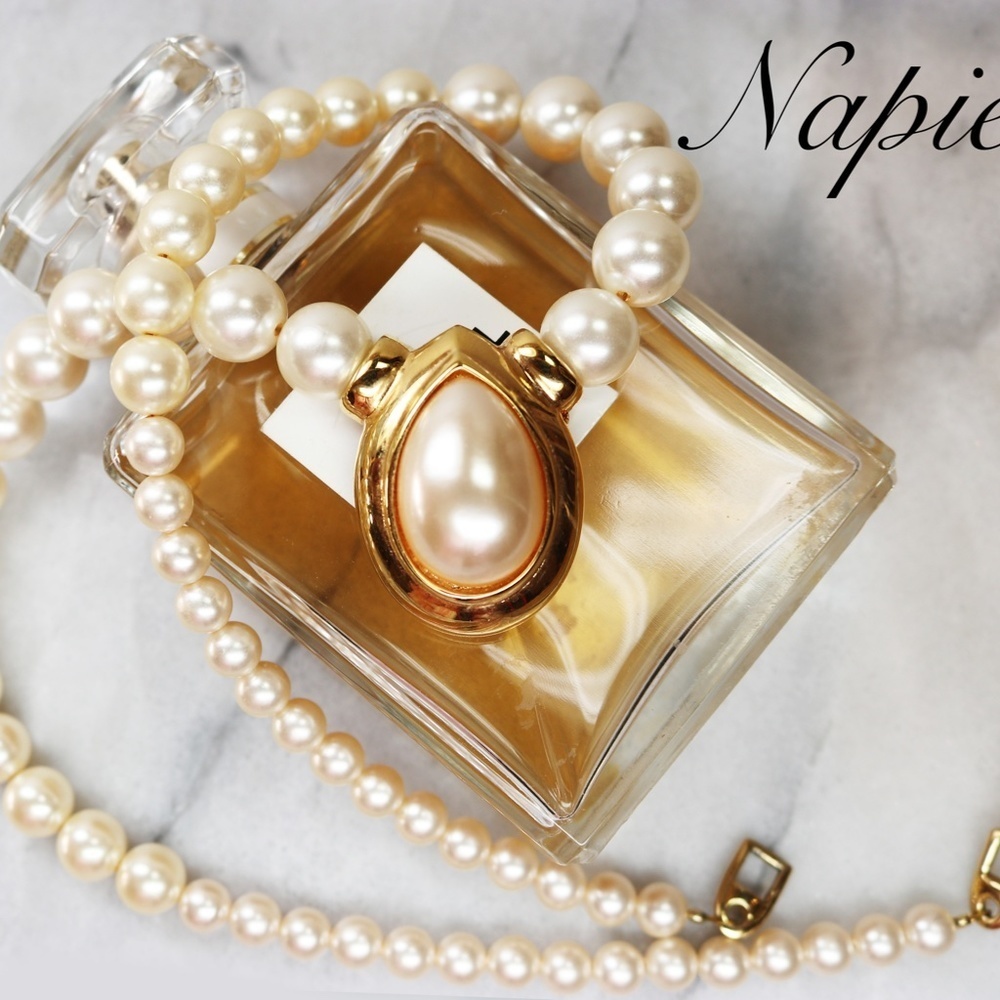 Vintage Napier Teardrop Pearl Statement Necklace - Picture 5 of 13